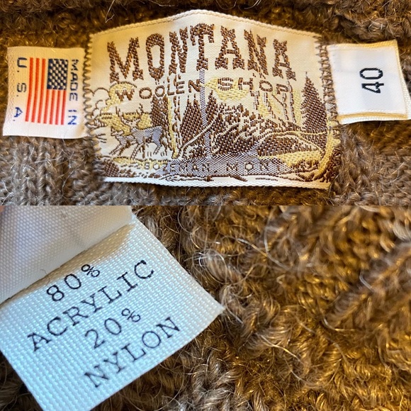 vintage montana woolen shop grandma cardigan fair isle cable knit made in usa. - Picture 10 of 13